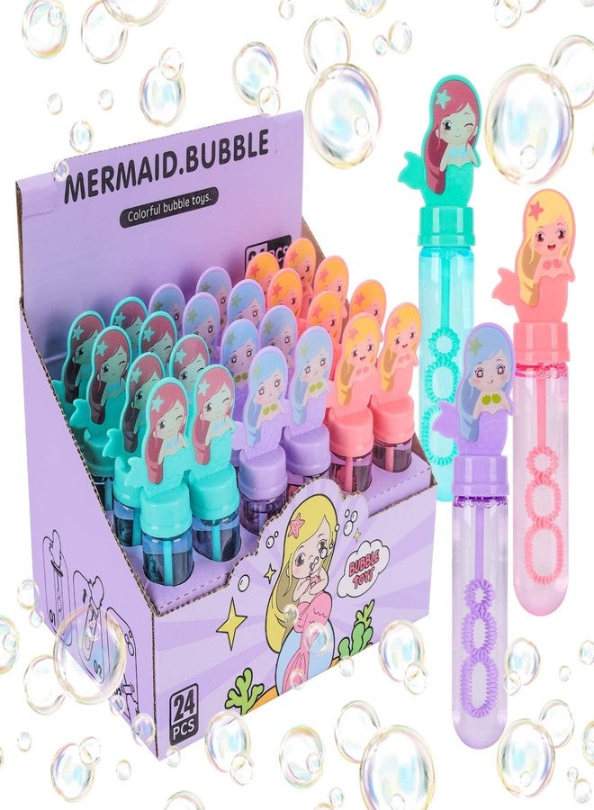 JOYYPOP 24 Pack Mini Bubble Wands for Kids Mermaid Party Favors Bubble Toy Summer Gifts for Girls Boys Mermaid Theme Birthday Party - Image 1
